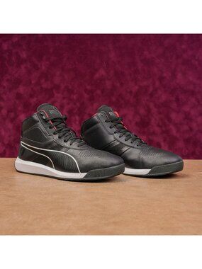 Puma Men Scuderia Ferrari Podio Mid Top Lace-up Black Red Sneakers sz 8.5